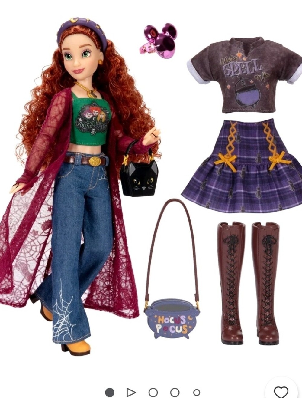 Disney Hocus Pocus Doll Accessory Set - Purple, Burgundy, Brown, Black
